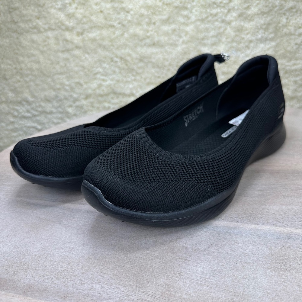 Skechers Stretch Fit Black Knit Slip On Flats 104134W Wide Fit Womens 8.5W - Picture 3 of 11